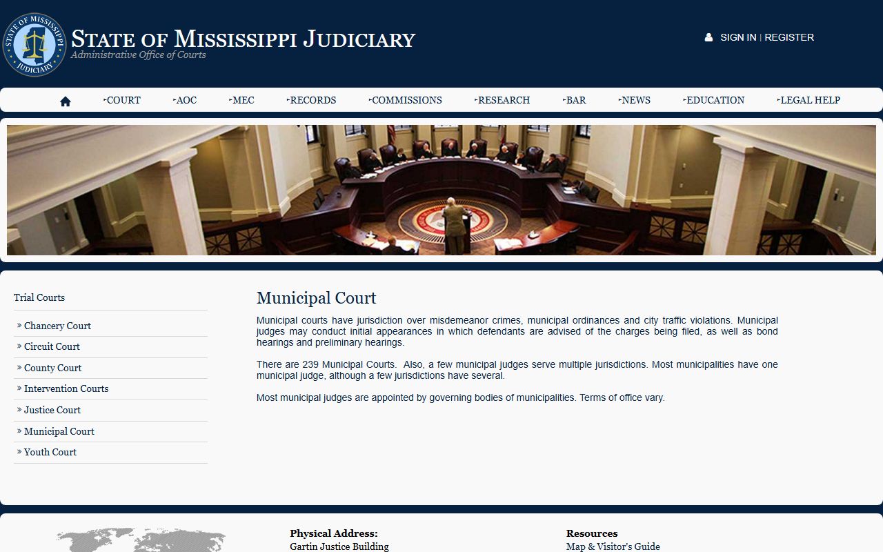Grenada County court dockets and the Mississippi Municipal Court overview