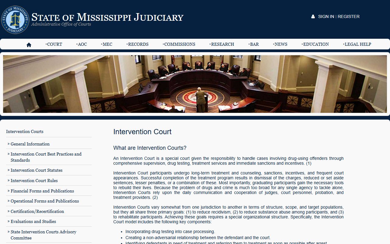 Grenada County criminal court records and Mississippi intervention courts overview