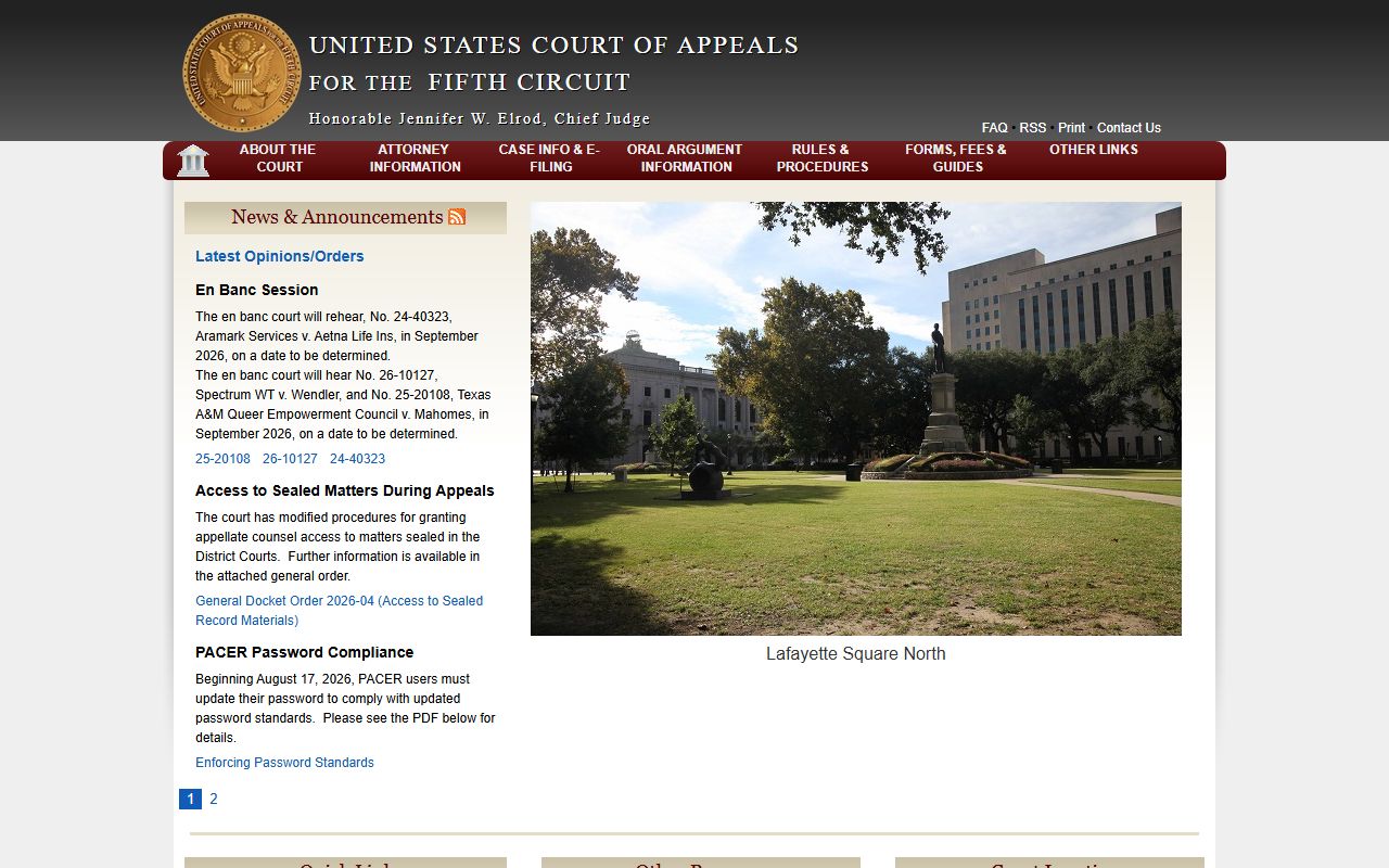 Grenada County federal court records appeals through the U.S. Court of Appeals for the Fifth Circuit