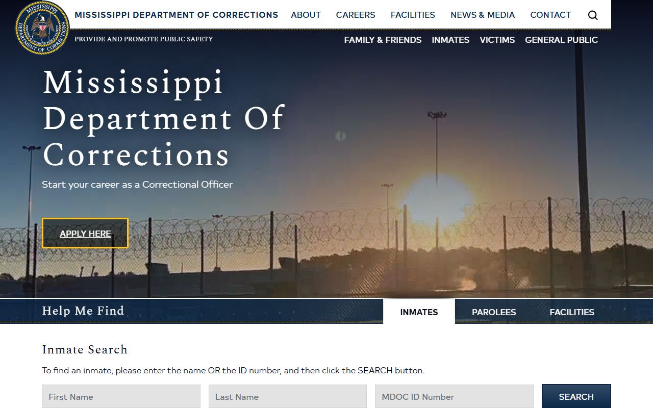 Grenada County inmate records search through the Mississippi Department of Corrections