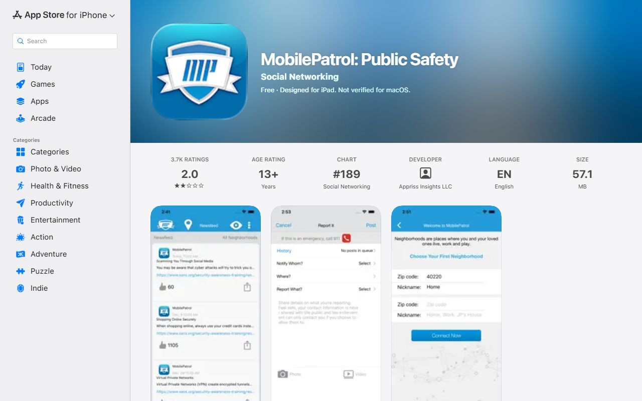 Grenada County warrant records app context on the MobilePatrol Apple listing